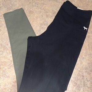 Victoria's Secret PINK Womens Two-Tone Leggings - Black & Olive
